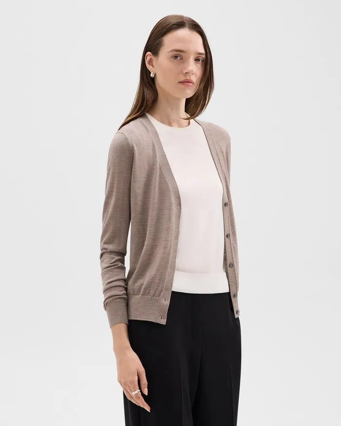 Women Sweaters Cardigans Theory VNeck Cardigan In Regal Wool Light Cinder