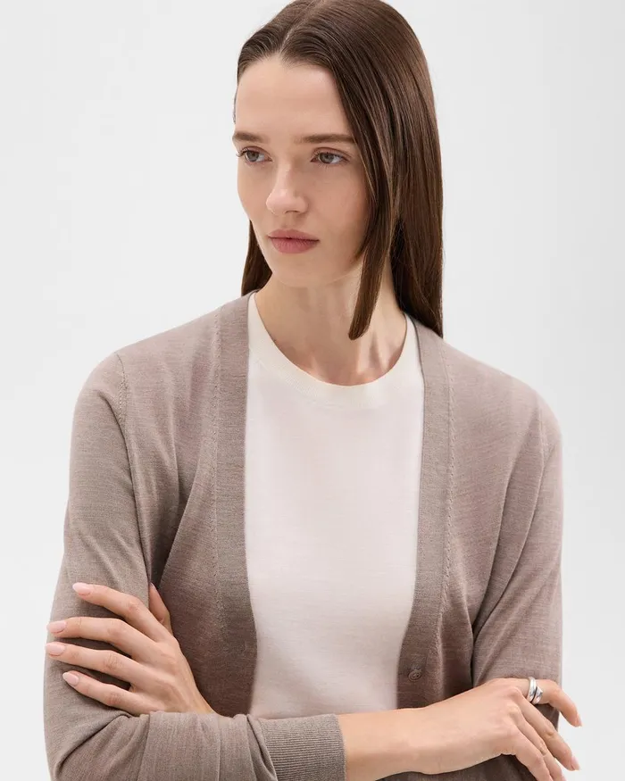 Women Sweaters Cardigans Theory VNeck Cardigan In Regal Wool Light Cinder