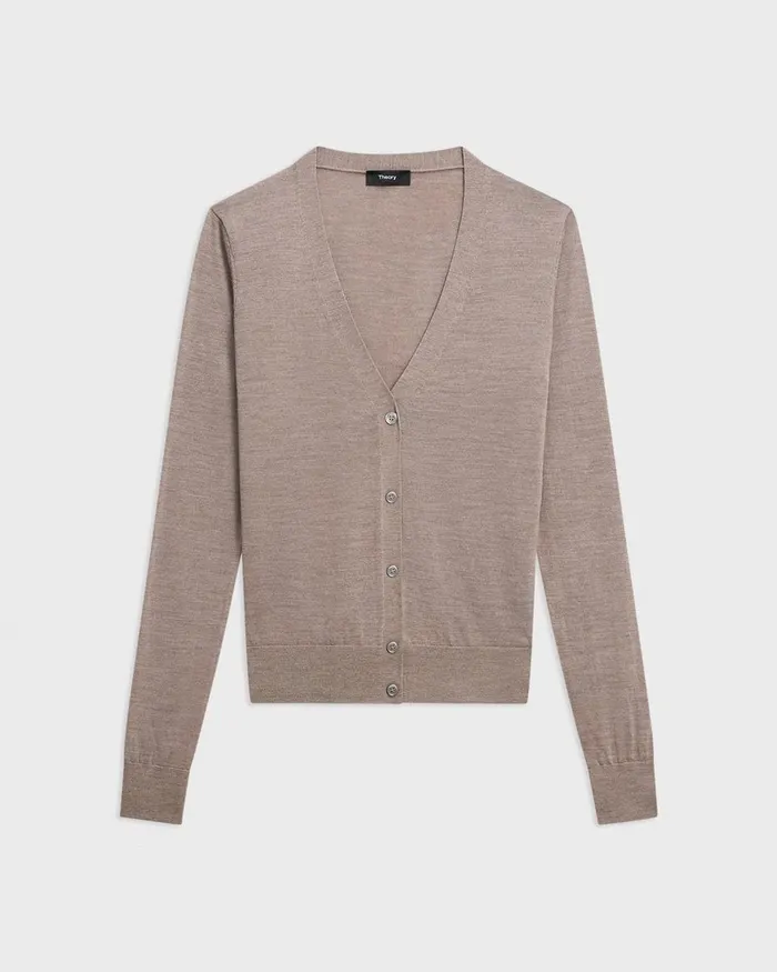 Women Sweaters Cardigans Theory VNeck Cardigan In Regal Wool Light Cinder