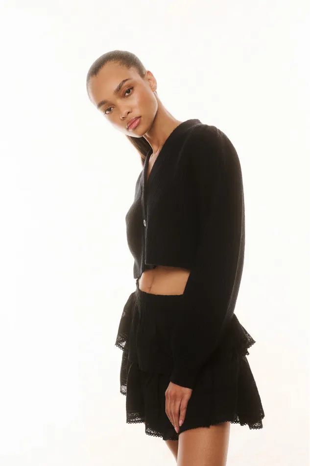 Women Sweaters LoveShackFancy Avignon Crop Cardigan Black