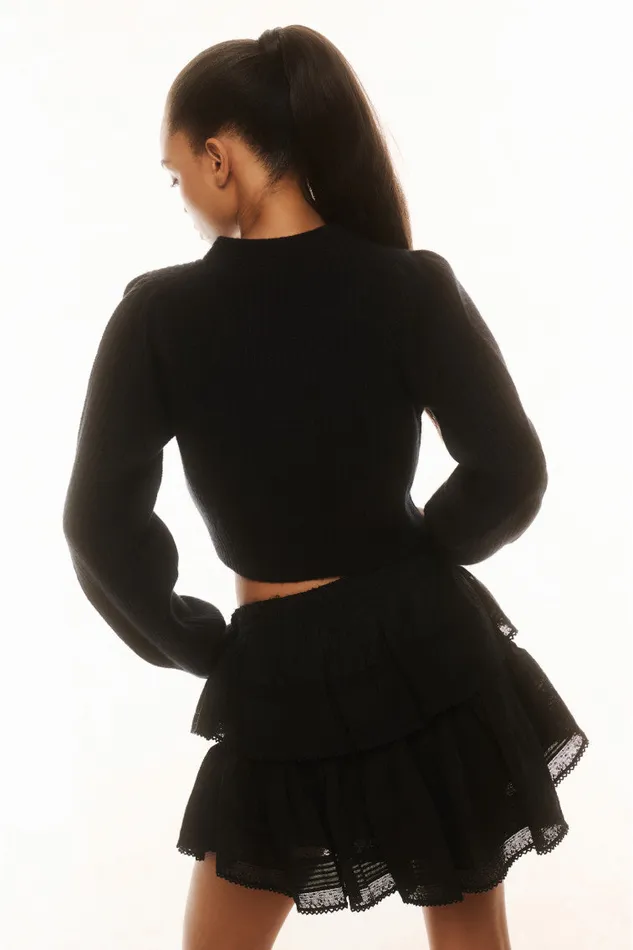 Women Sweaters LoveShackFancy Avignon Crop Cardigan Black