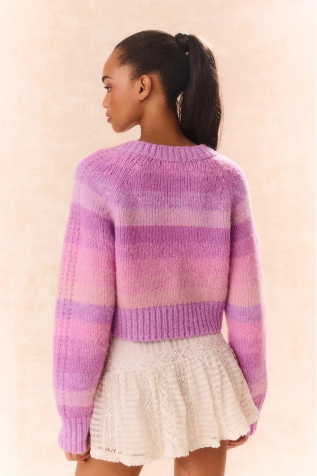 Women Sweaters LoveShackFancy Barbarelle Alpaca Striped Pullover Sugar Plum