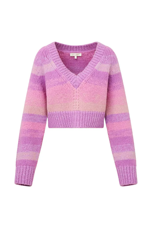 Women Sweaters LoveShackFancy Barbarelle Alpaca Striped Pullover Sugar Plum