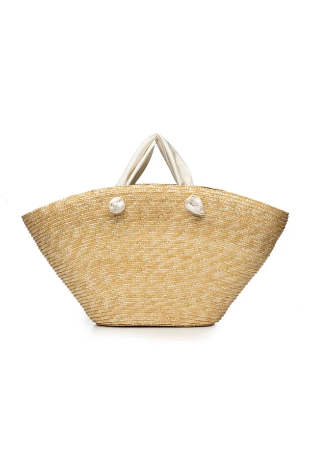 Women Swim LoveShackFancy Carlotta Bow Handbag By Eugenia Kim Natural