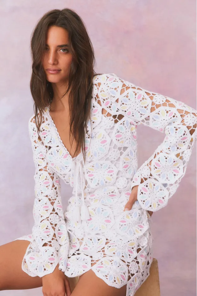 Women Swim LoveShackFancy Poemes Multi Colored Crochet Mini Dress Garden Petals Multi Women Swim LoveShackFancy Poemes Multi Colored Crochet Mini Dress Garden Petals Multi
