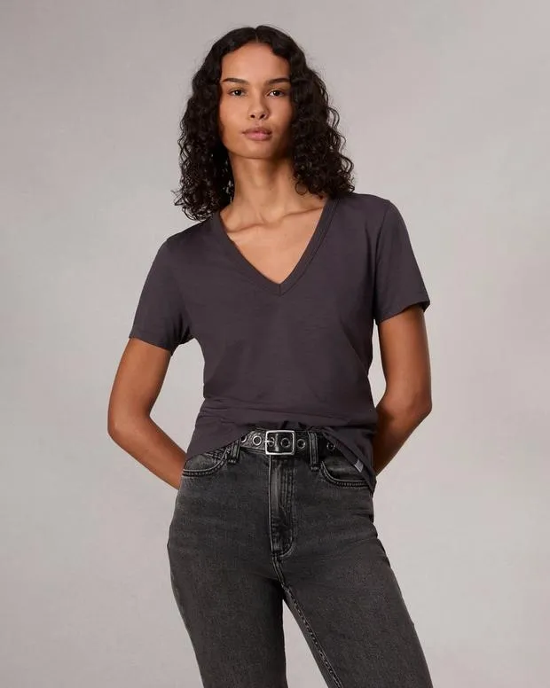 Women TShirts Rag and Bone The Slub Vee Greystone
