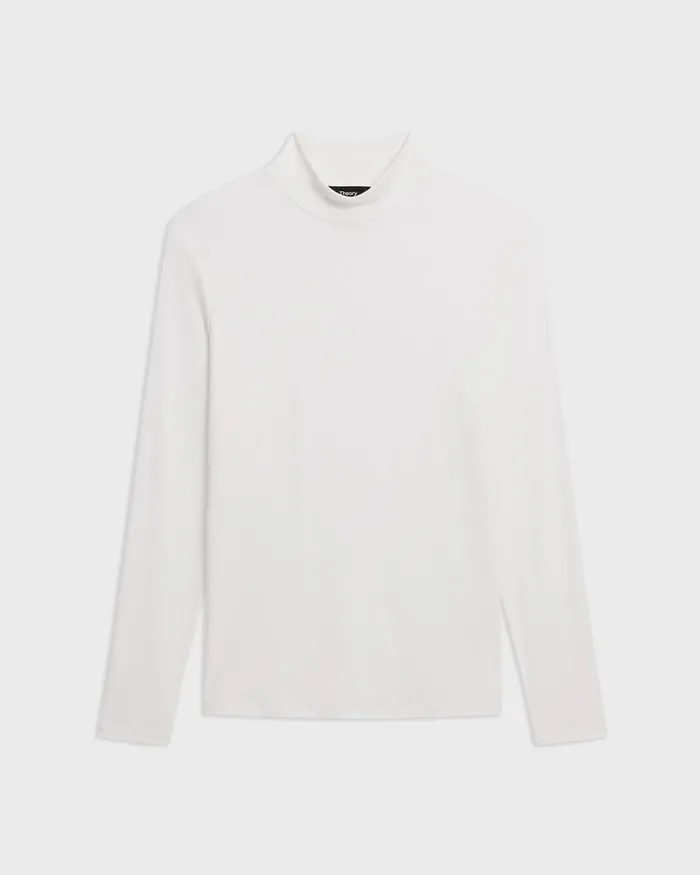 Women TShirts Tank Tops Theory Mock Neck Top In Rib Knit Viscose White