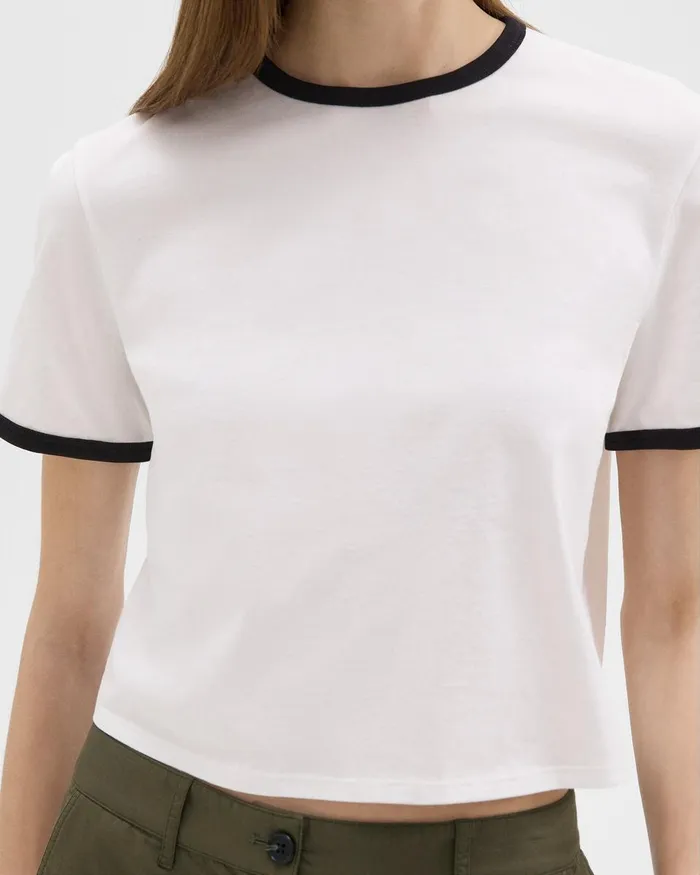 Women TShirts Tank Tops Theory Ringer Tee In Organic Cotton Whiteblack