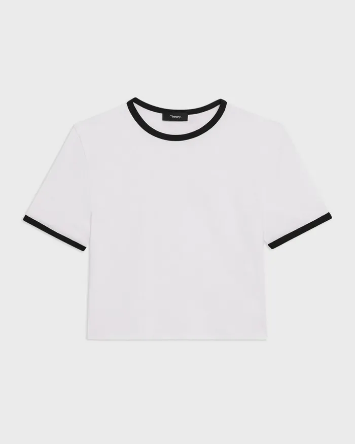 Women TShirts Tank Tops Theory Ringer Tee In Organic Cotton Whiteblack