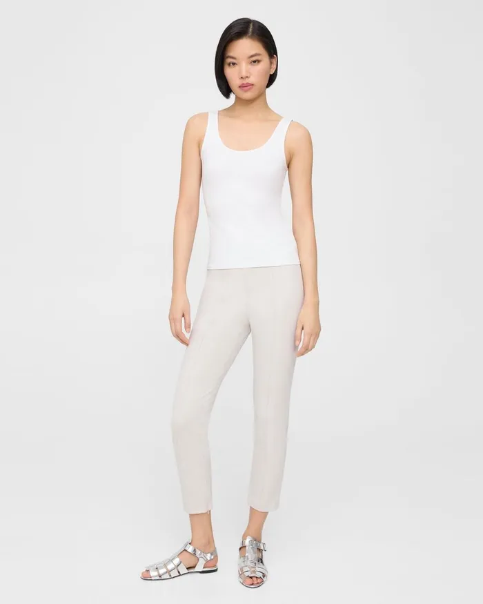 Women TShirts Tank Tops Theory Scoop Neck Tank In Stretch Cotton White