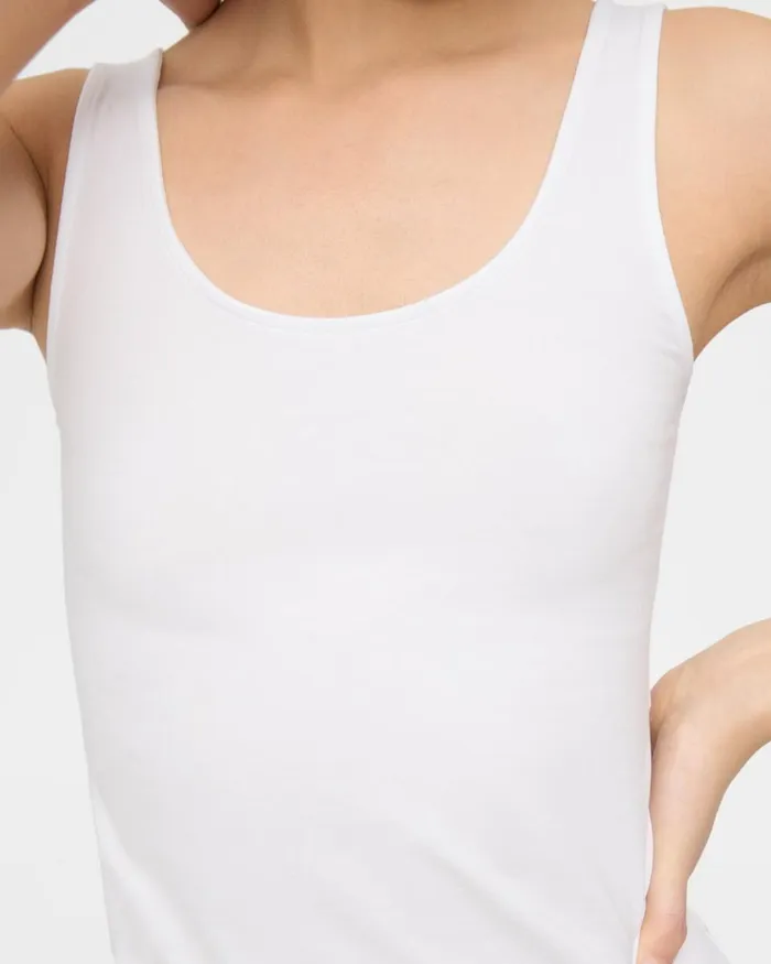 Women TShirts Tank Tops Theory Scoop Neck Tank In Stretch Cotton White