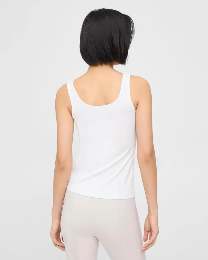 Women TShirts Tank Tops Theory Scoop Neck Tank In Stretch Cotton White