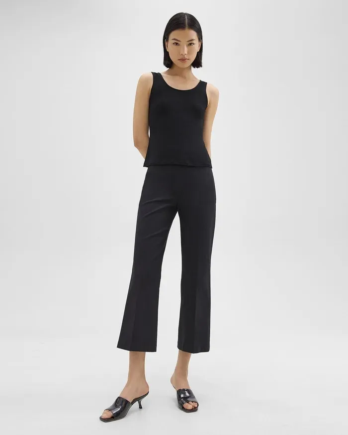 Women TShirts Tank Tops Theory Scoop Neck Tank Top In Rib Knit Viscose Black