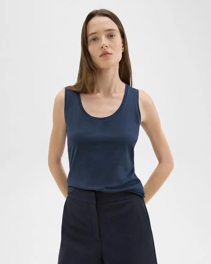 Women TShirts Tank Tops Theory Tiny Tank In Organic Cotton Nocturne Navy