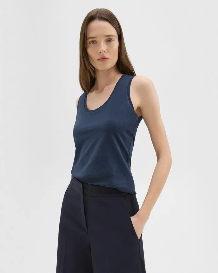 Women TShirts Tank Tops Theory Tiny Tank In Organic Cotton Nocturne Navy