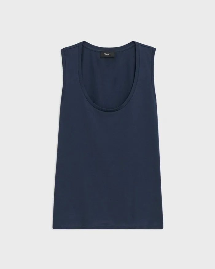 Women TShirts Tank Tops Theory Tiny Tank In Organic Cotton Nocturne Navy