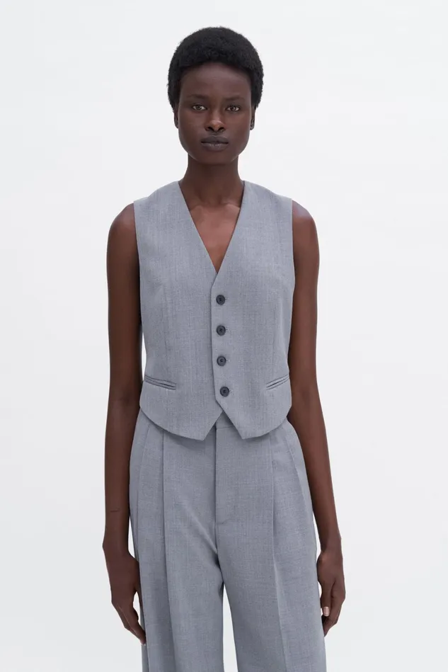 Women Tailored Vest Grey Melange Filippa K Blazers