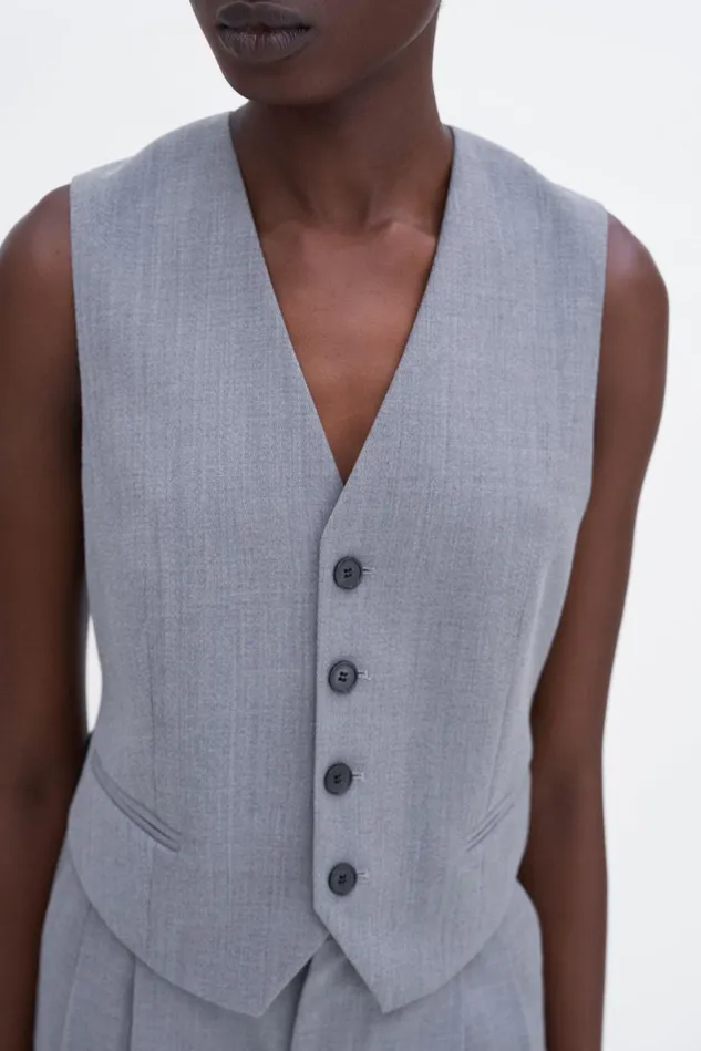 Women Tailored Vest Grey Melange Filippa K Blazers