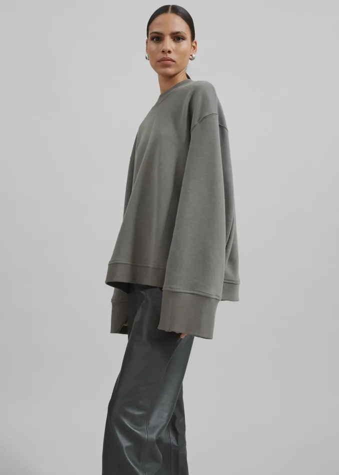 Women Talia Sweatshirt 8211 Light Khaki The Frankie Shop Tops