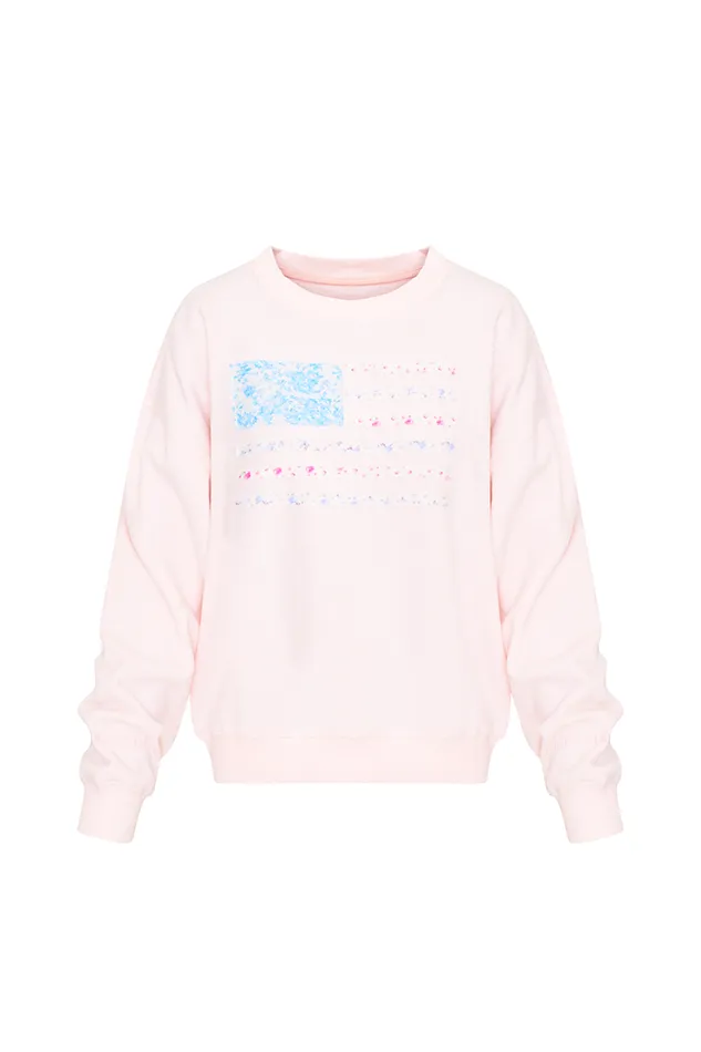 Women Tees and Fleece LoveShackFancy Palo Americana Fleece Pullover Wistful Pink Women Tees and Fleece LoveShackFancy Palo Americana Fleece Pullover Wistful Pink