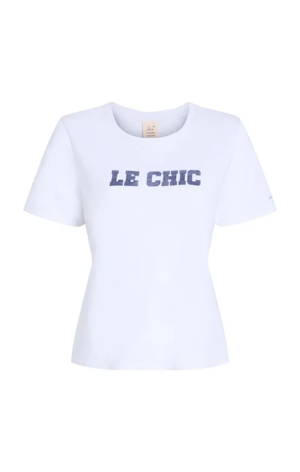 Women Tees and Pullovers Cinq Sept Le Chic Shrunken Tee Whitenavy