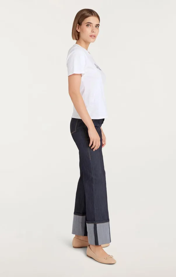 Women Tees and Pullovers Cinq Sept Le Chic Shrunken Tee Whitenavy