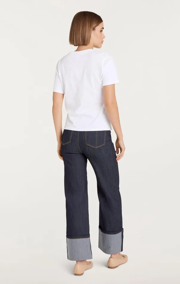 Women Tees and Pullovers Cinq Sept Le Chic Shrunken Tee Whitenavy