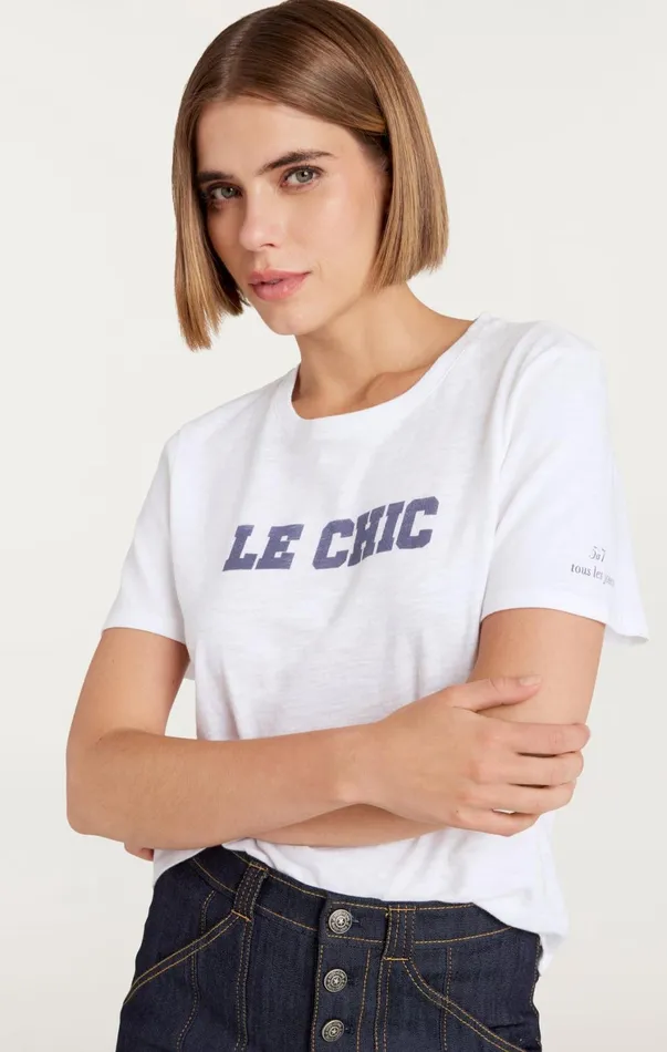 Women Tees and Pullovers Cinq Sept Le Chic Shrunken Tee Whitenavy