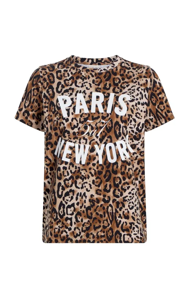 Women Tees and Pullovers Cinq Sept Leopard Paris Ny Tee Blacksahara