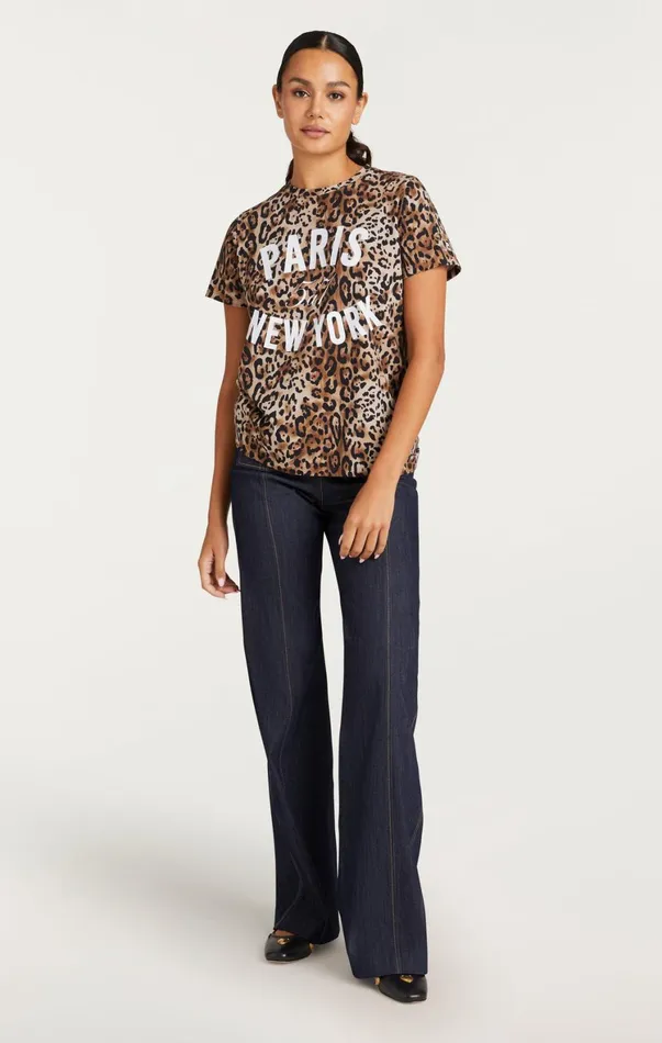 Women Tees and Pullovers Cinq Sept Leopard Paris Ny Tee Blacksahara
