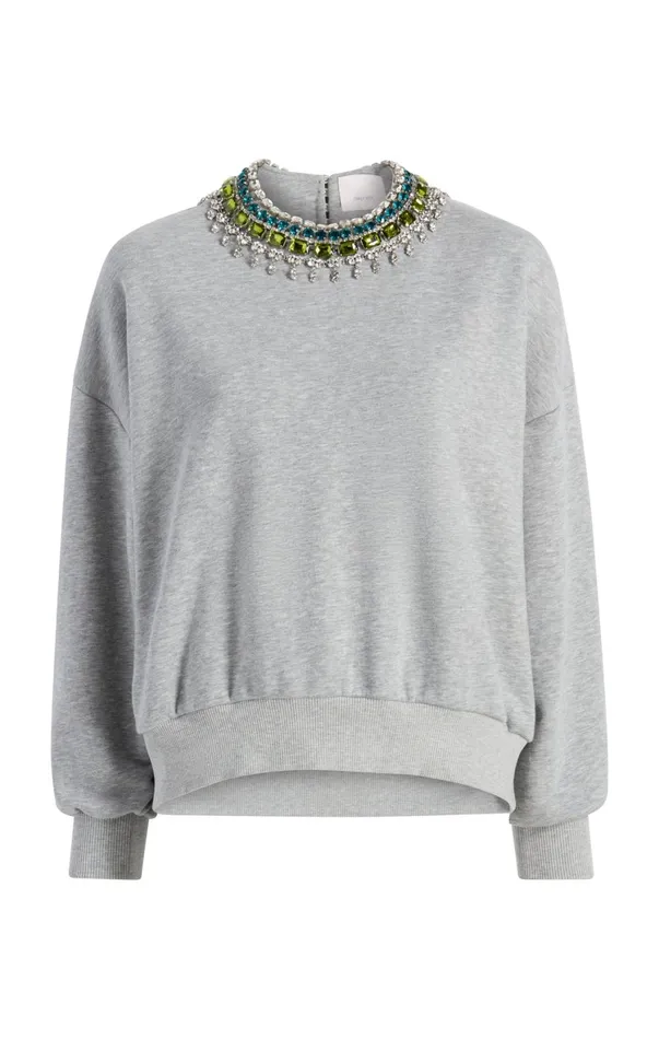 Women Tees and Pullovers Cinq Sept Stacked Necklace Brandy Pullover Heather Greymulti