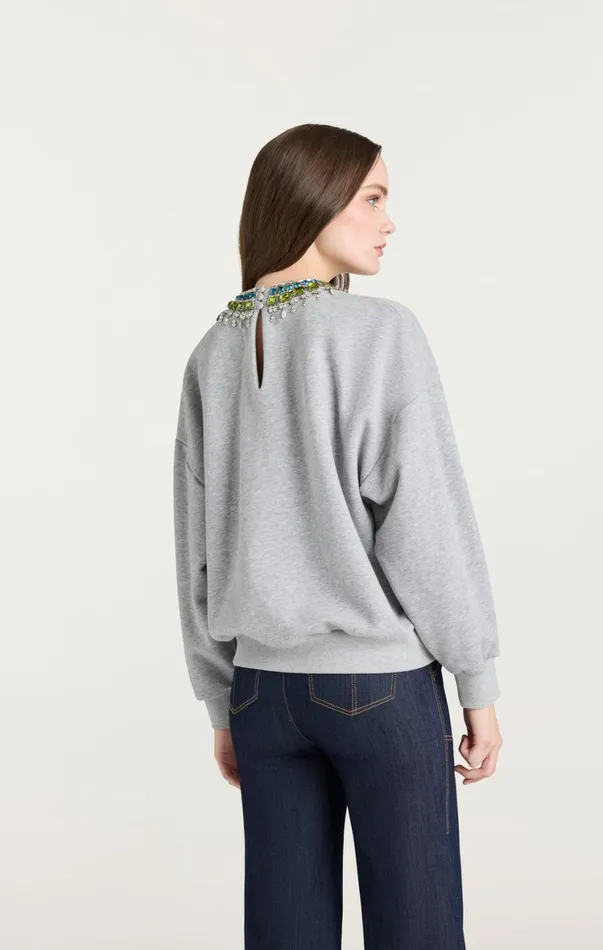 Women Tees and Pullovers Cinq Sept Stacked Necklace Brandy Pullover Heather Greymulti