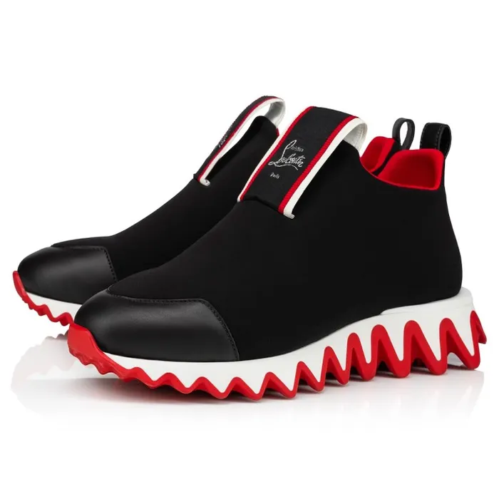 Women Tiketa Run Sneakers 8211 Neoprene And Calf Leather 8211 Black Christian Louboutin Sneakers