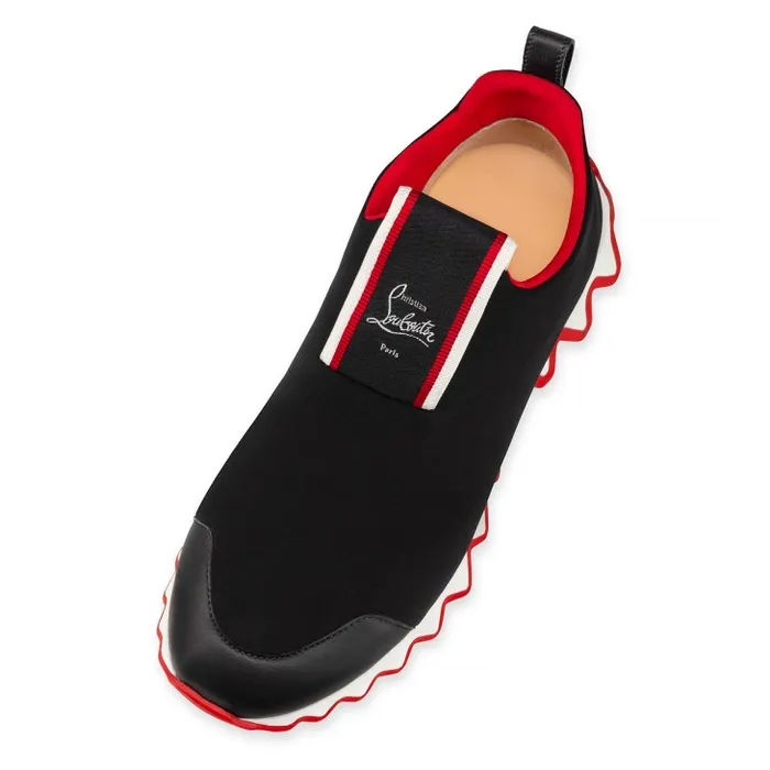 Women Tiketa Run Sneakers 8211 Neoprene And Calf Leather 8211 Black Christian Louboutin Sneakers