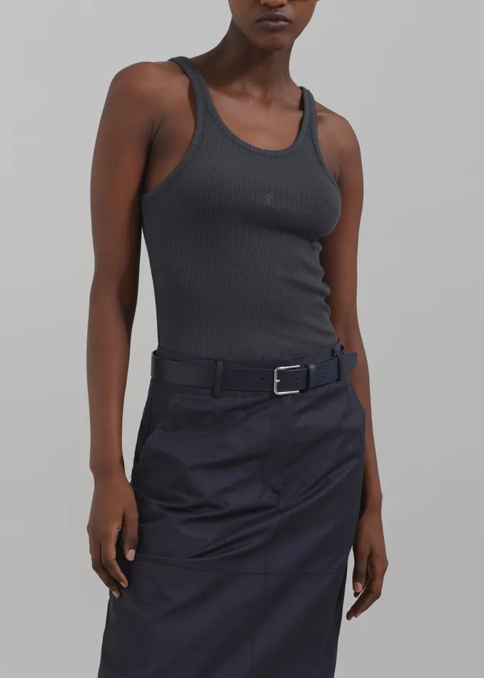 Women Toni Leather Belt 8211 Dark Navy The Frankie Shop