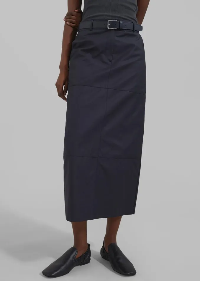 Women Toni Leather Belt 8211 Dark Navy The Frankie Shop
