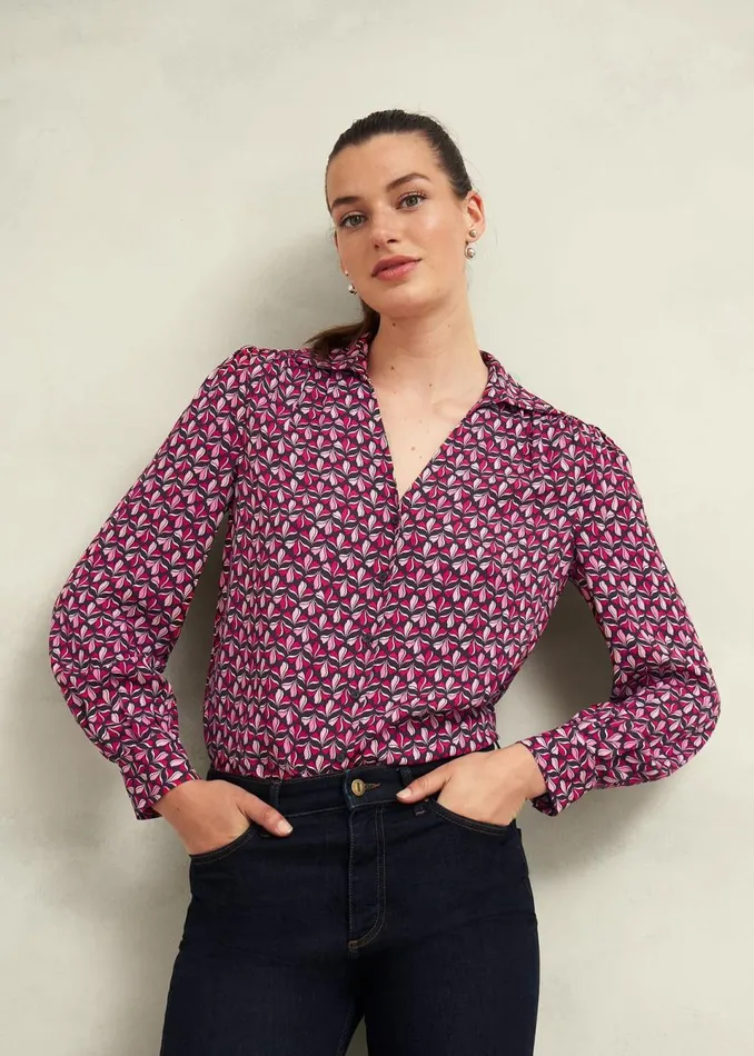 Women Tops Hobbs Abigail Blouse Pink Multi