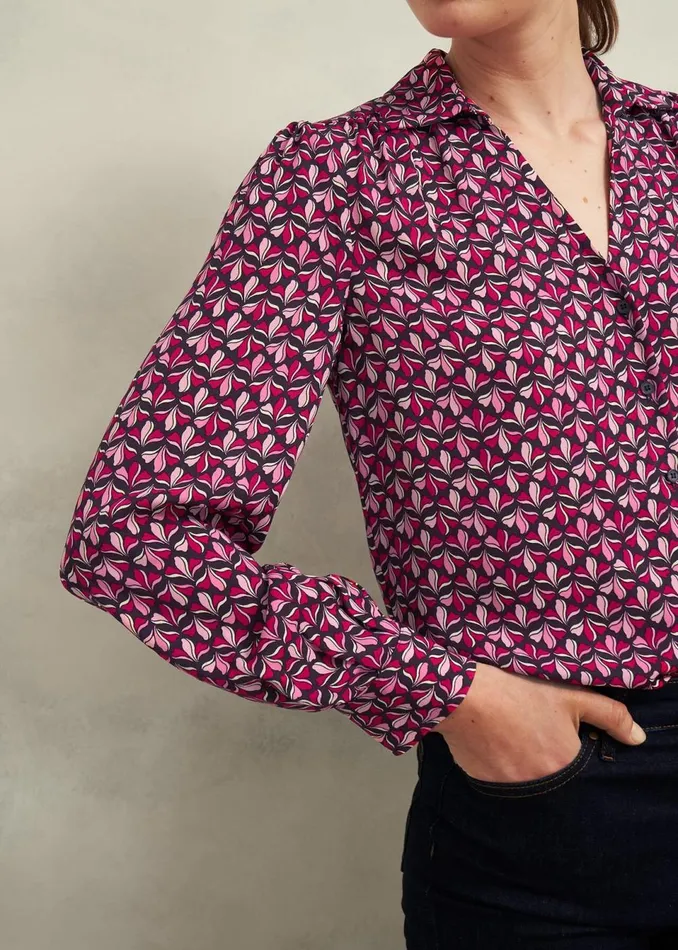 Women Tops Hobbs Abigail Blouse Pink Multi