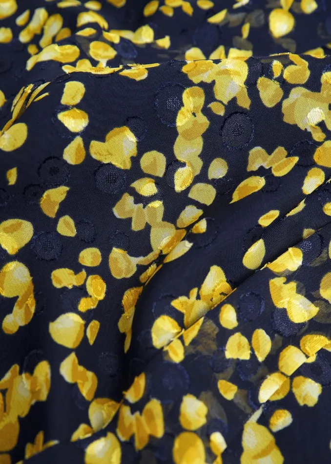 Women Tops Hobbs Aria Blouse Navy Yellow