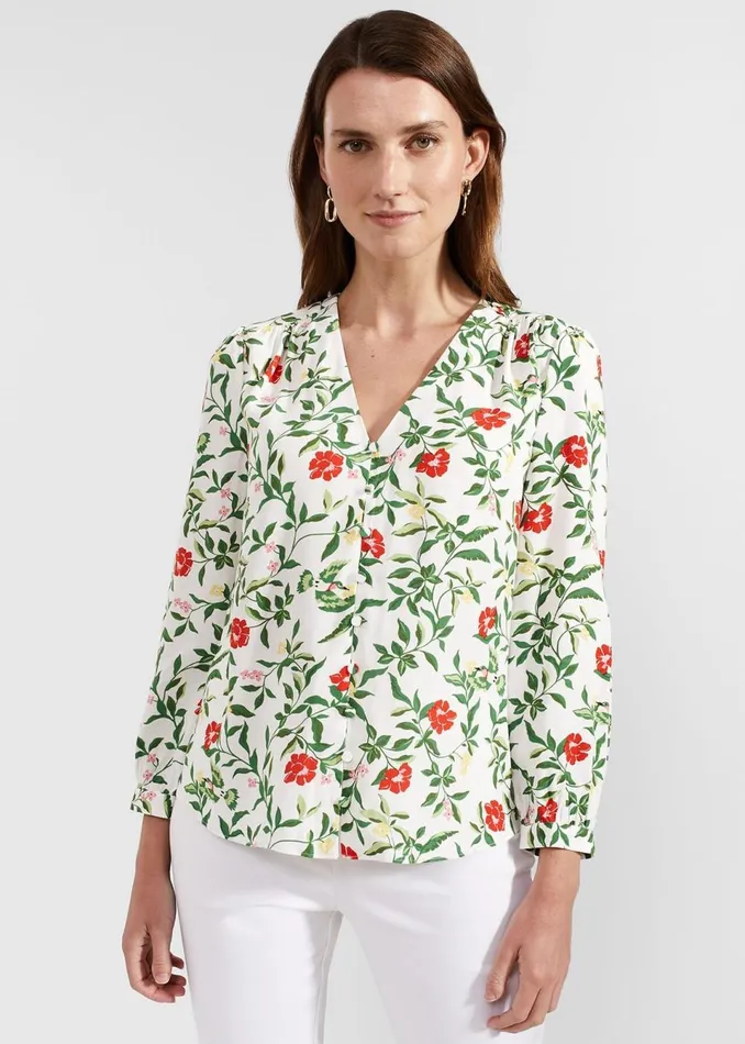 Women Tops Hobbs Florence Blouse Ivory Multi