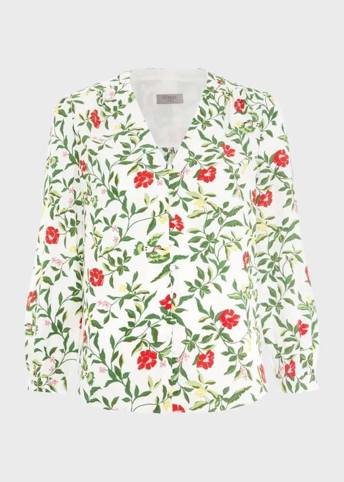 Women Tops Hobbs Florence Blouse Ivory Multi