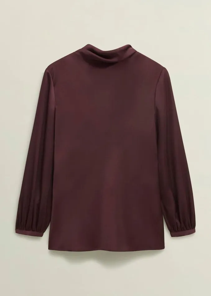 Women Tops Hobbs Lulworth Satin Blouse Cocoa Brown