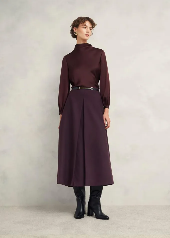 Women Tops Hobbs Lulworth Satin Blouse Cocoa Brown