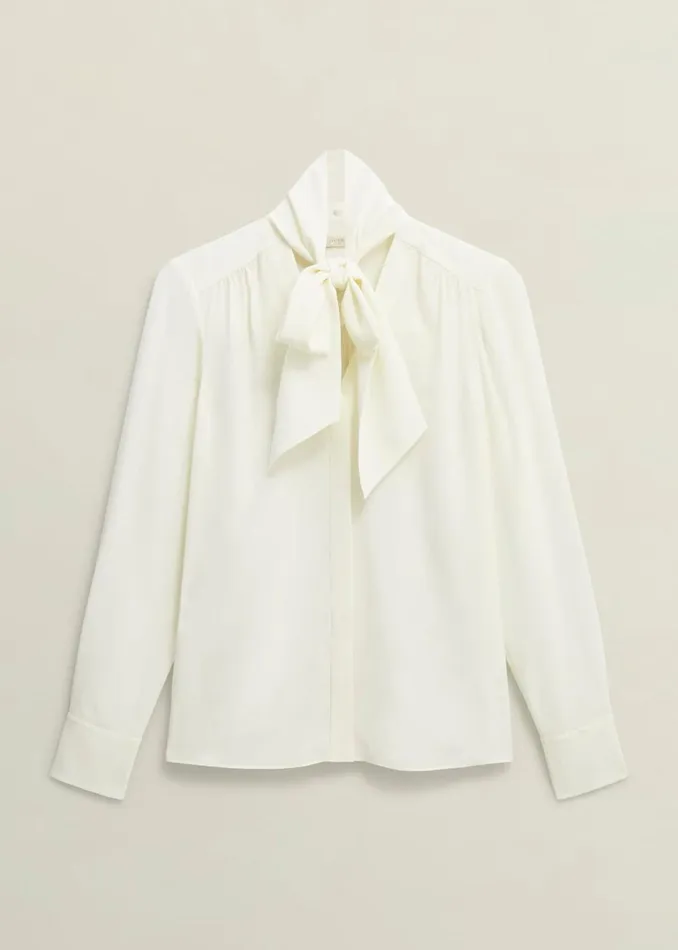 Women Tops Hobbs Mimi Silk Blouse Ivory