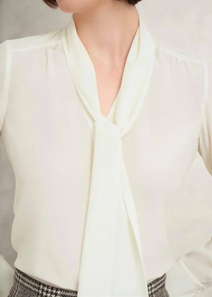 Women Tops Hobbs Mimi Silk Blouse Ivory