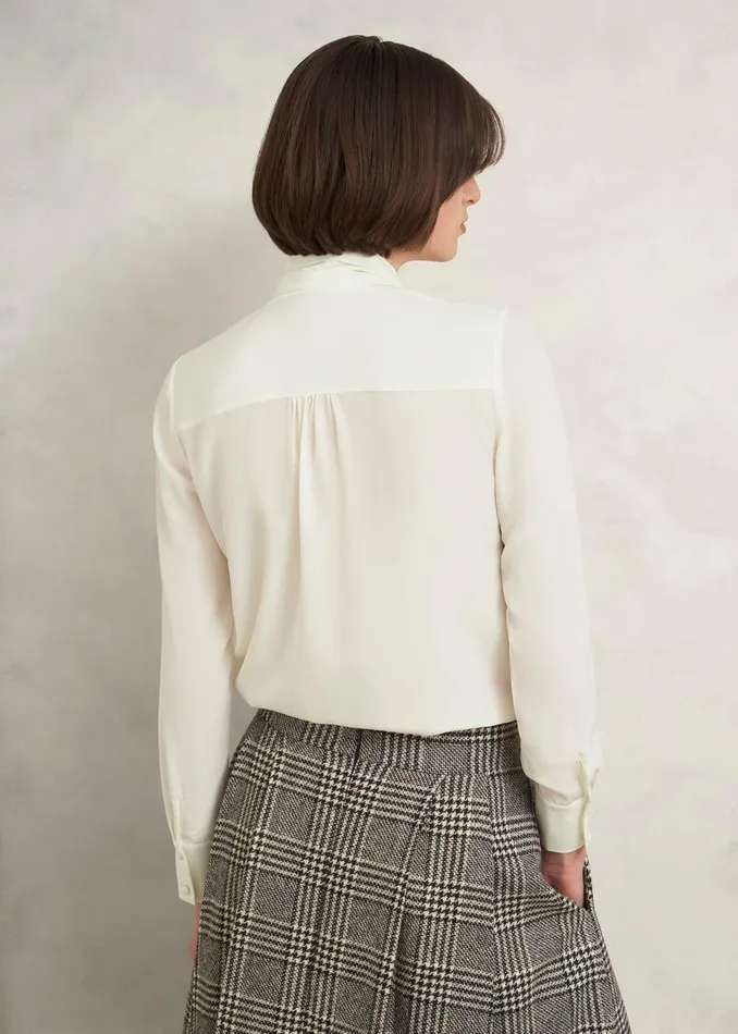 Women Tops Hobbs Mimi Silk Blouse Ivory
