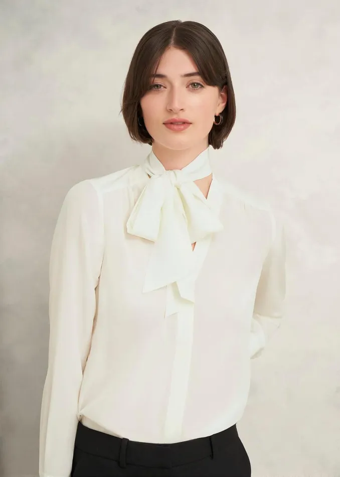 Women Tops Hobbs Mimi Silk Blouse Ivory