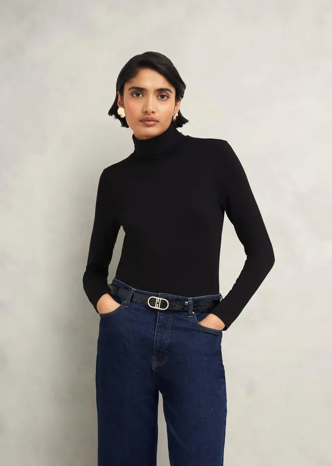 Women Tops Hobbs Mischa Roll Neck Top Hobbs Black