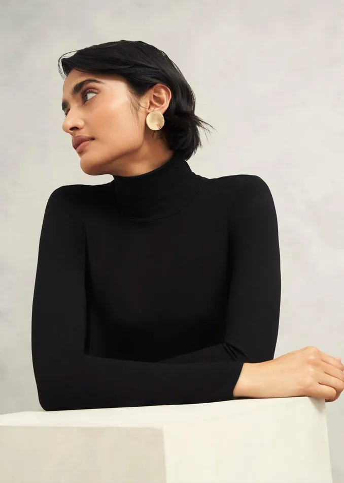 Women Tops Hobbs Mischa Roll Neck Top Hobbs Black