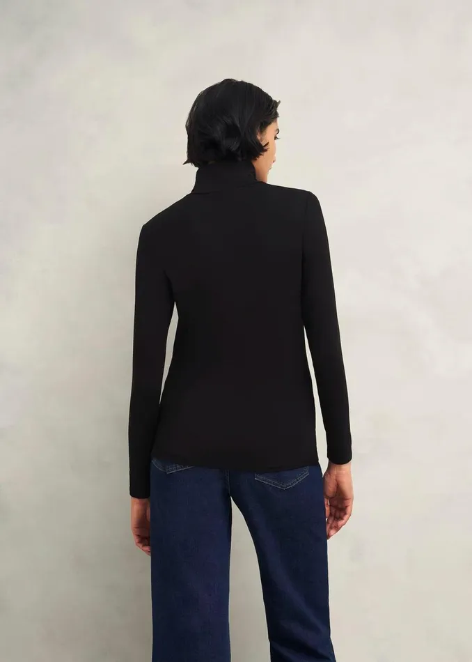 Women Tops Hobbs Mischa Roll Neck Top Hobbs Black